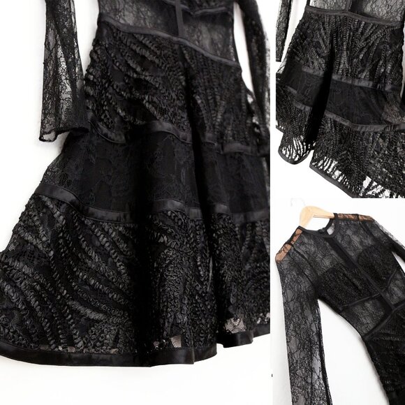 NEW Alexis Adal Dress S Black Sheer Lace Dark Romantic Whimsigoth Fairy $715 - Picture 12 of 16